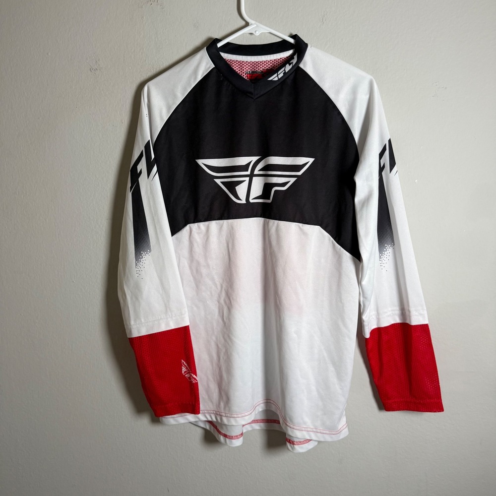 Fly Racing Kinetic Convert Motocross Jersey Mens Medium White‎ Black Red Mesh